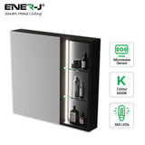 Black Aluminum LED Mirror Cabinet - Sleek Rectangular Design, 75x68 cm