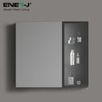 Black Aluminum LED Mirror Cabinet - Sleek Rectangular Design, 75x68 cm