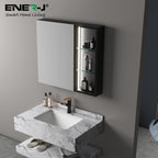 Black Aluminum LED Mirror Cabinet - Sleek Rectangular Design, 75x68 cm