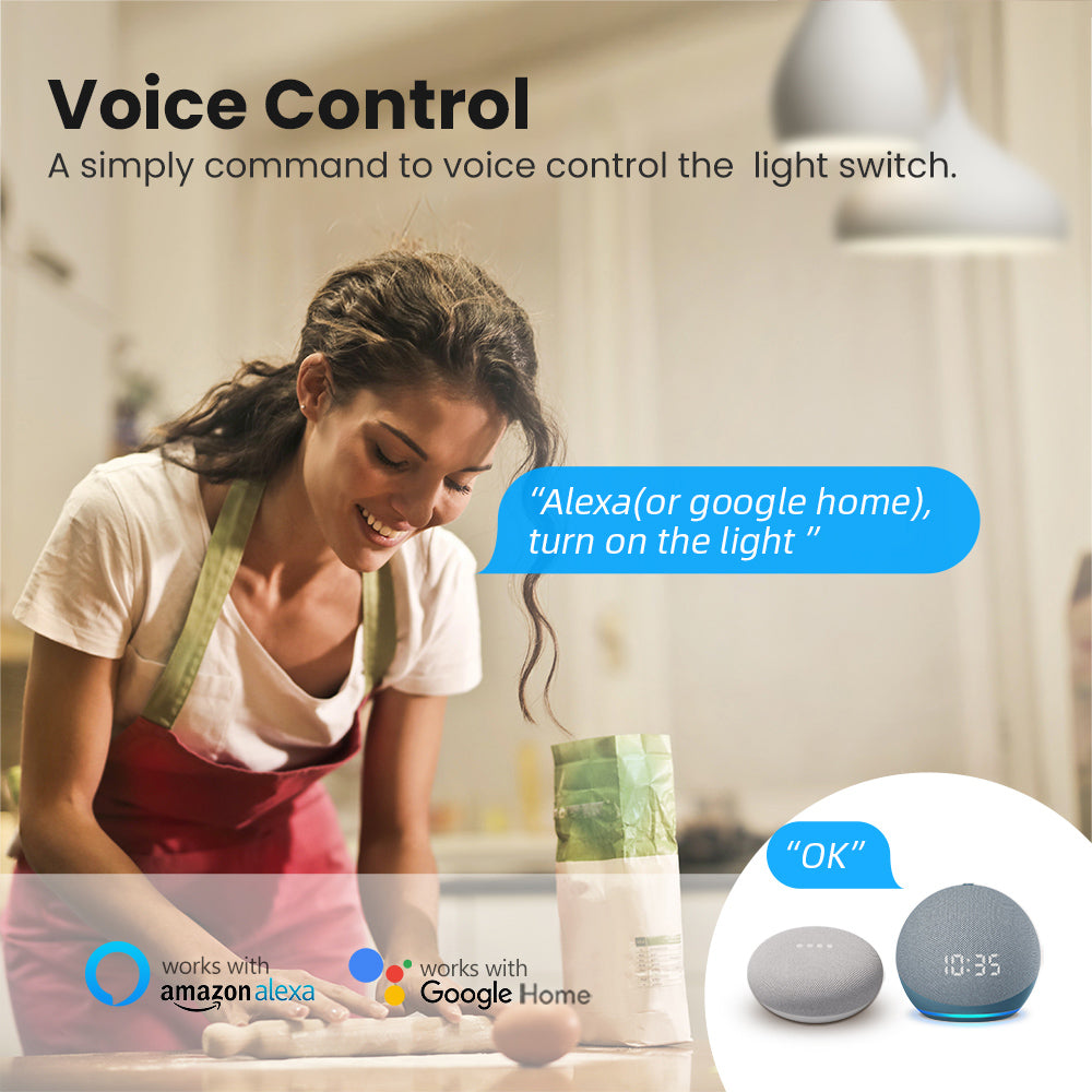 Smart WiFi Light 3CH Switch Module to  Convert Any Existing Non-Dimmable Switch to Smart Control via App & Voice, Compatible with Alexa & Google Assistant
