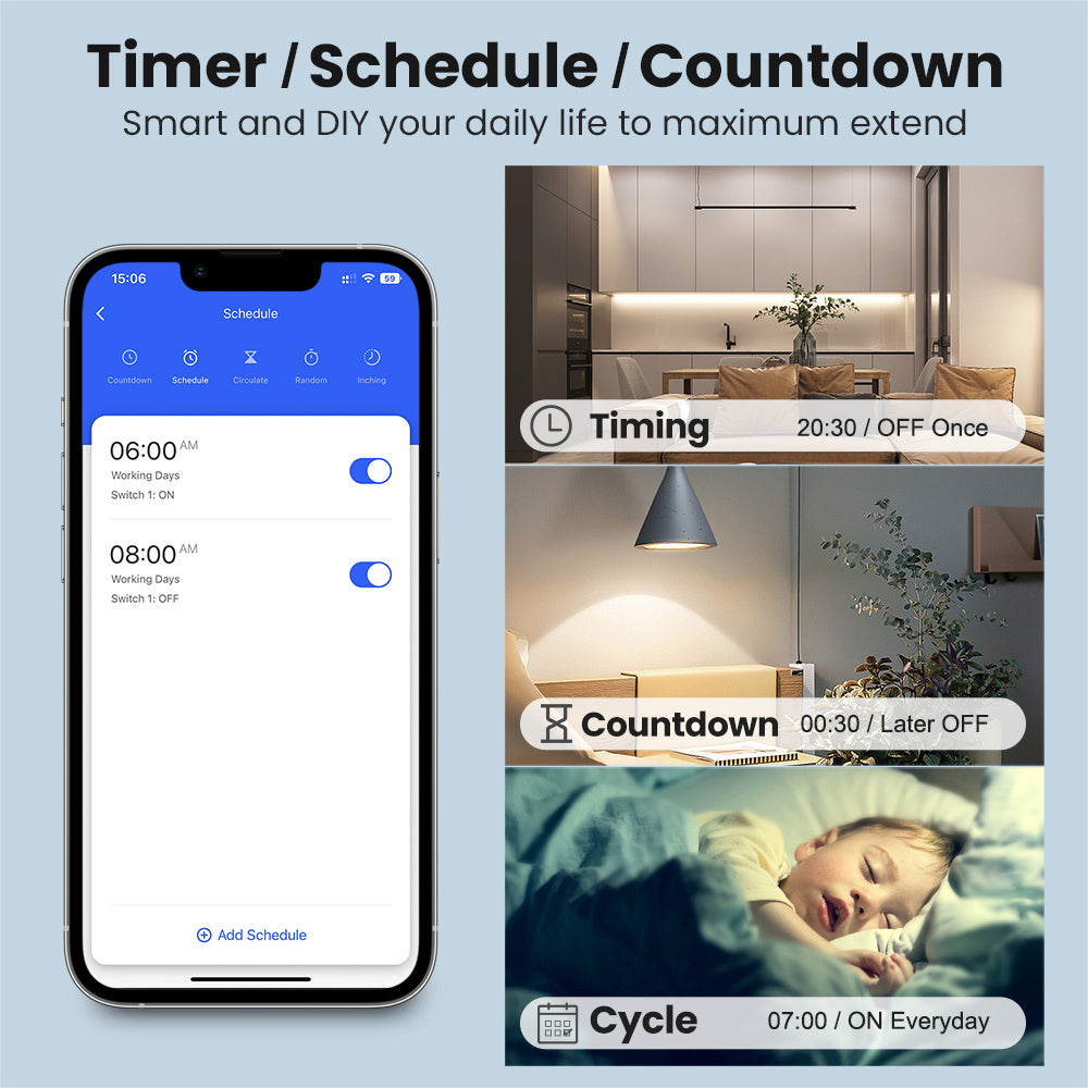Smart WiFi Light 3CH Switch Module to  Convert Any Existing Non-Dimmable Switch to Smart Control via App & Voice, Compatible with Alexa & Google Assistant