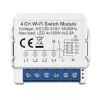 Smart WiFi Light 4CH Switch Module to  Convert Any Existing Non-Dimmable Switch to Smart Control via App & Voice, Compatible with Alexa & Google Assistant