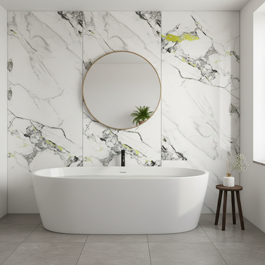 Britwall Golden Veined Marble SPC Wall Panel Seamless Pattern Pack of 3 – Golden Veined Marble