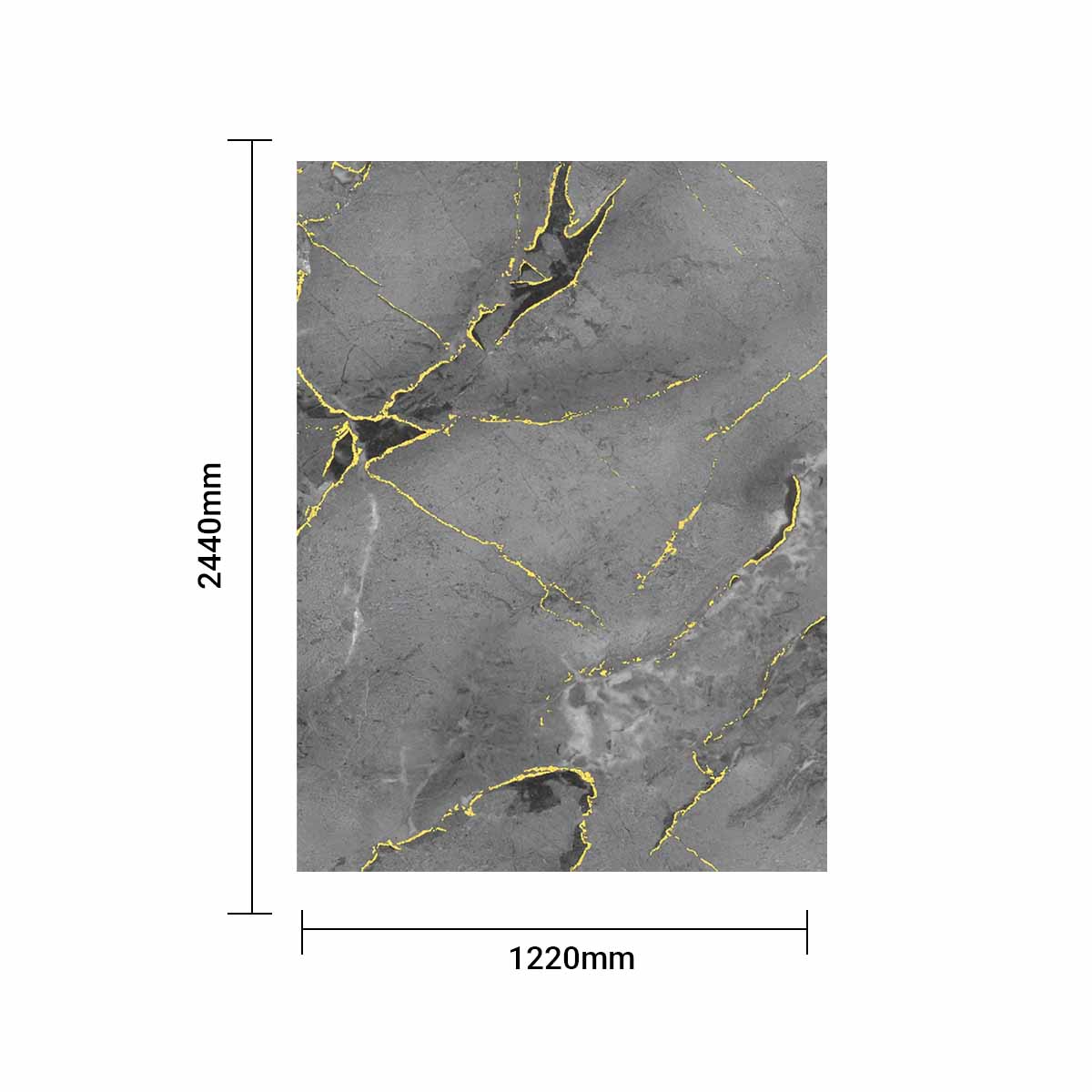 High-Gloss PET Charcoal Panel with Gilded Gray Marble Design Size:1220 x 2440 x 8 mm (Pack of 2)