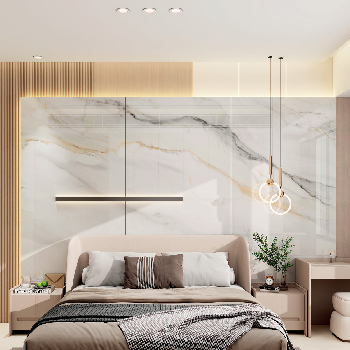 Luxury 3D Continuous Marble Charcoal Board Panel - High Gloss PET Finish Size:1220 x 2440 x 8 mm (Pack of 3)