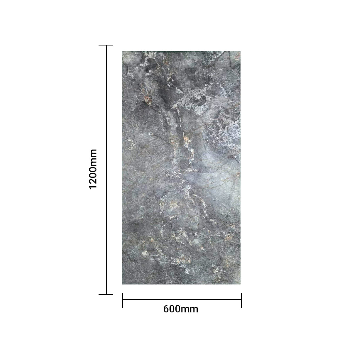 Charcoal-Toned Flexible Landscape Marble Sheet Size:1200 x 600 x 3 mm (Pack of 2)