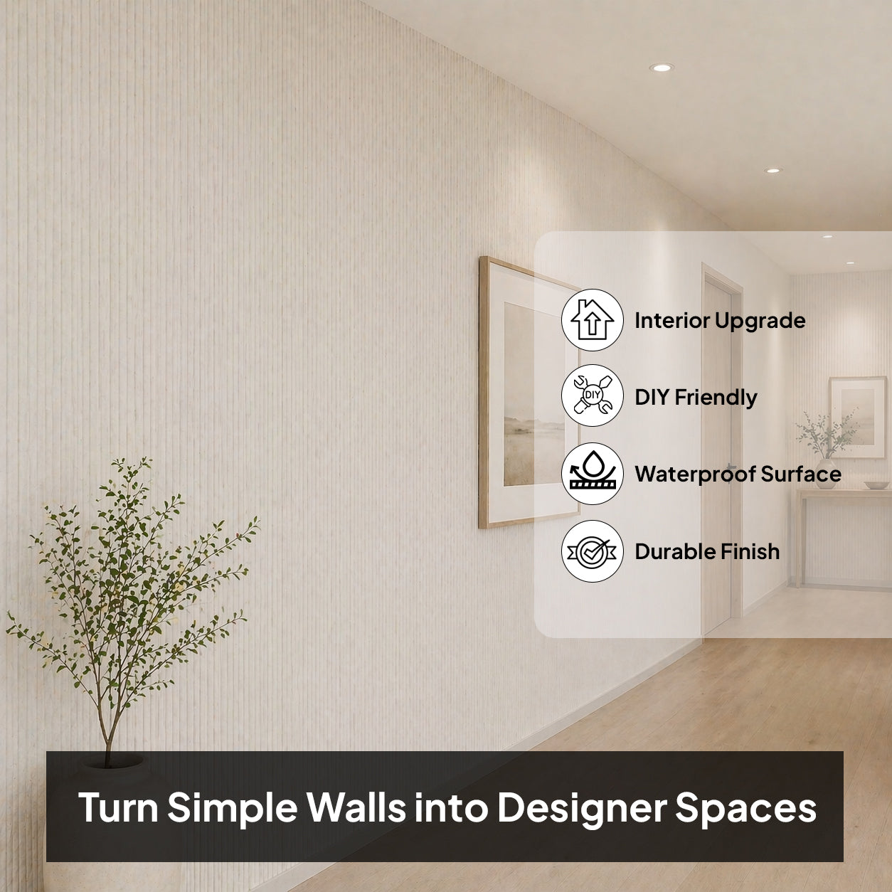 Britwall Vertical Ripple Wall Panel 1200 x 600 x 3mm Cream Pack of 2