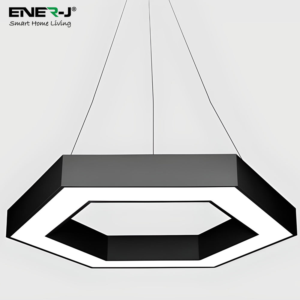 Hollow Hexagon Pendant Lights D600*100*60mm 25W 6500K 45lm/W Black Color, Installation way:Ceiling and Hanging