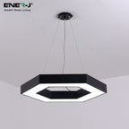 Hollow Hexagon Pendant Lights D600*100*60mm 25W 6500K 45lm/W Black Color, Installation way:Ceiling and Hanging