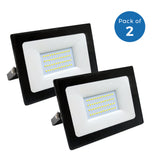 Pack of 2 LED SMD Non PIR Floodlight IP65 30W 2400Lm, 4000K