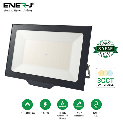 150W LED Floodlights With CCT Switchable & PIR ready (not included), 15000 Lm, IP65, 3 Years Warranty