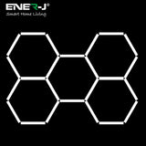 ENER-J 160W Hexagon LED Garage Light – 5-Panel Modular Design, CCT Switchable, 20,800lm High-Output Workshop & Showroom Lighting System