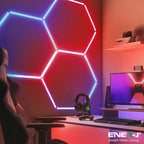 Ener-J 150W Hexagon RGB LED Showroom Light Kit, 5 Hexagon Design, Remote Control, 24 Tubes