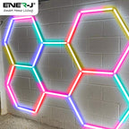 Ener-J 150W Hexagon RGB LED Showroom Light Kit, 5 Hexagon Design, Remote Control, 24 Tubes