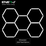 150W Hexagon Shape Showroom LED Lights with 5 Hexagons, RGB Colour, Remote Control - Pack of 24 Tubes