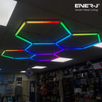 Ener-J 150W Hexagon RGB LED Showroom Light Kit, 5 Hexagon Design, Remote Control, 24 Tubes