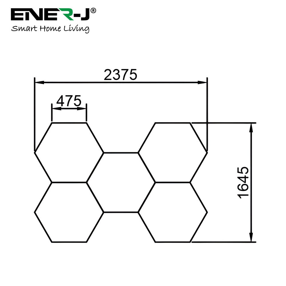 Ener-J 160W Hexagon LED Garage Ceiling Light, 5 Hexagon Design, CCT Switchable 3000K–6500K, Modular Showroom Lighting