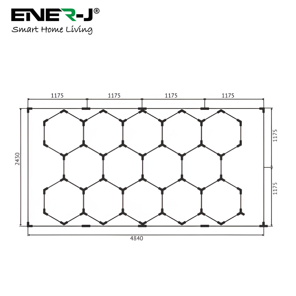 ENER-J 14-Hexagon T5 LED Showroom Lighting Kit, 600W Super Bright 78,000lm, CCT Switchable (3000K/4000K/6000K), Commercial Hex Light for Garages, Auto Studios & Retail Interiors