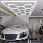 255W Car Showroom Lights with 14 Hexagon design with frame, RGBIC with Remote