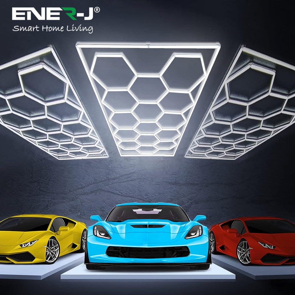 255W Car Showroom Lights with 14 Hexagon design with frame, RGBIC with Remote