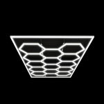 Ener-J 600W Hexagon LED Garage Ceiling Light, 69 T5 Tubes, 6500K Daylight, Modular Showroom Lighting System