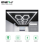 Ener-J 632W Designer LED Ceiling Light with Frame, 10 Hexagon Grid with Border, Commercial Interior Lighting