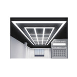 Ener-J 576W Designer LED Ceiling Light with Frame, 18 Square Grid with Border, Commercial Interior Lighting