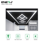 Ener-J 432W Designer LED Ceiling Light with Frame, 8 Diamond Grid with Border, Commercial Interior Lighting