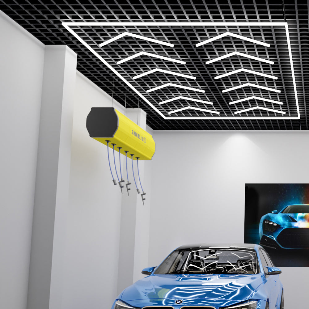 Ener-J 396W Designer LED Ceiling Light with Frame, 12 Arrow Grid with Border, Commercial Interior Lighting