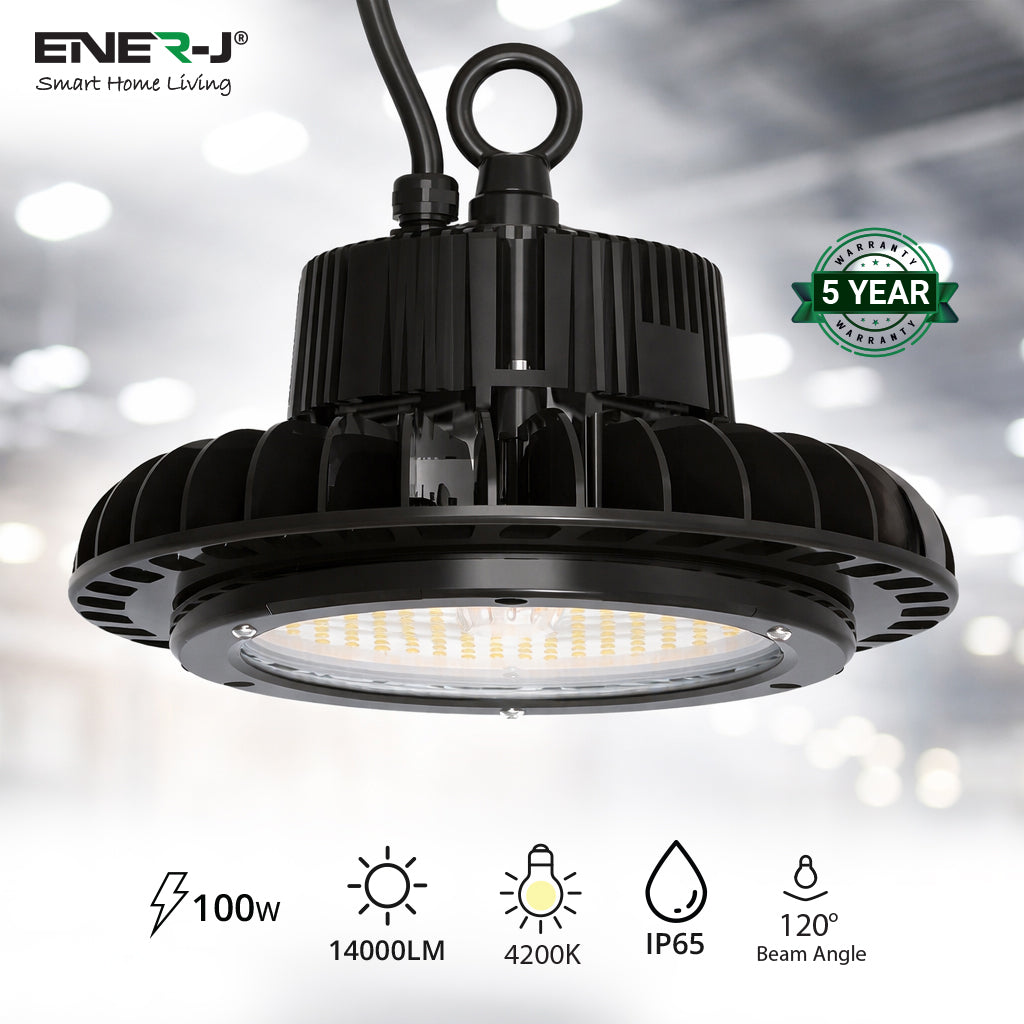 UFO LED Highbay, 100W, 14000Lm, 5yrs warranty, 4200K, Samsung LED and LIFUD Driver, 1-10V Dimmable