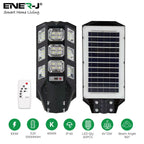 100W Solar Streetlights 6500K with 6V 12W Solar Panel & 12000 mAh Battery & Remote