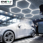 Ener-J Hexagon LED Garage Light 160W, 4000K Natural White Modular Ceiling Lighting Kit