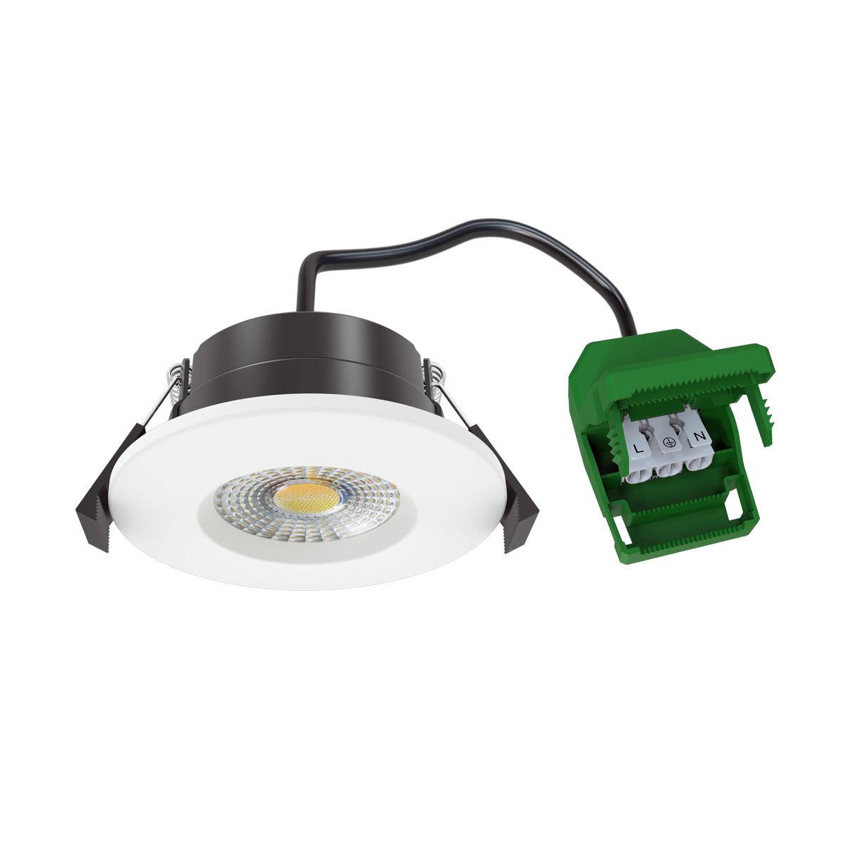 Colour Switching Fire Rated LED Downlight 70mm Cut-Out 7W (60W Equivalent) 3000K-4000K-6000K 770lm Dimmable 60 Deg Beam Angle. With Easy Loop in Loop Out Terminals - Single Pack