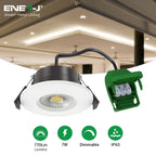 Colour Switching Fire Rated LED Downlight 70mm Cut-Out 7W (60W Equivalent) 3000K-4000K-6000K 770lm Dimmable 60 Deg Beam Angle. With Easy Loop in Loop Out Terminals - Single Pack