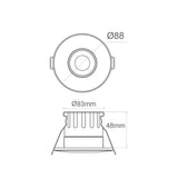 Colour Switching Fire Rated LED Downlight 70mm Cut-Out 7W (60W Equivalent) 3000K-4000K-6000K 770lm Dimmable 60 Deg Beam Angle. With Easy Loop in Loop Out Terminals