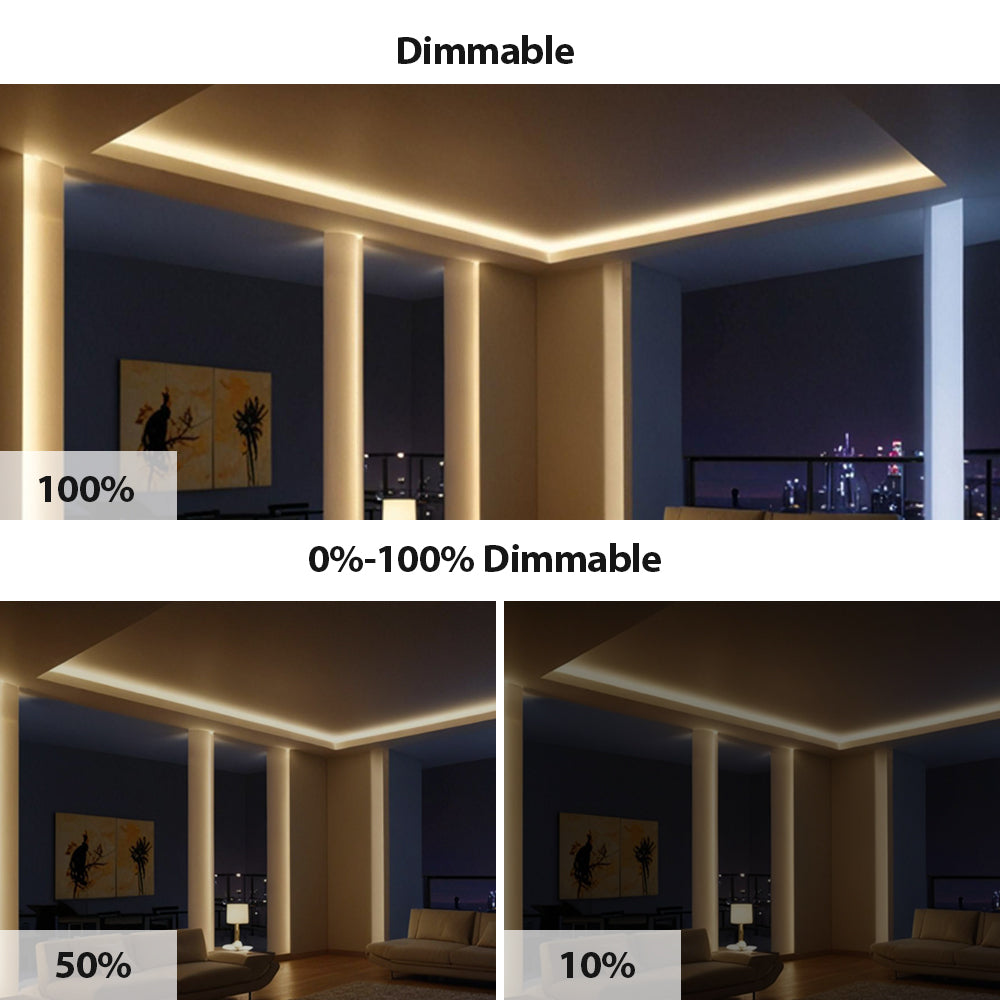 5m LED COB Strip 480L/M 24V, 6000K with RF Dimmer and 25W Plug & Play Power Supply