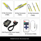 5m LED COB Strip 320L/M 24V, 6000K with RF Dimmer and 25W Plug & Play Power Supply