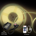 5m LED COB Strip 480L/M 24V, 3000K with RF Dimmer and 25W Plug & Play Power Supply