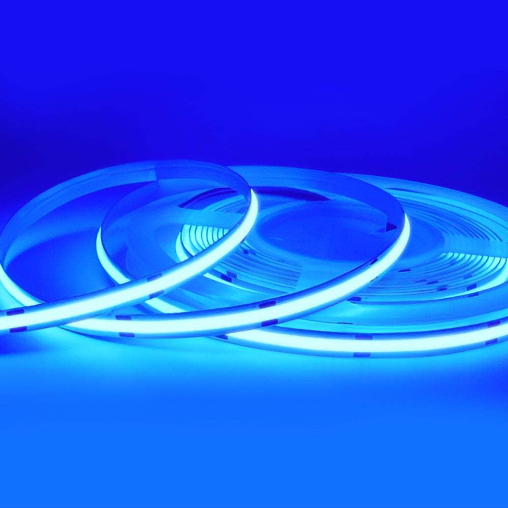5m LED COB Strip 480L/M 24V, Blue with RF Dimmer and 25W Plug & Play Power Supply