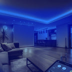 5m LED COB Strip 480L/M 24V, Blue with RF Dimmer and 12W/M Plug & Play Power Supply