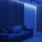 5m LED COB Strip 480L/M 24V, Blue with RF Dimmer and 12W/M Plug & Play Power Supply