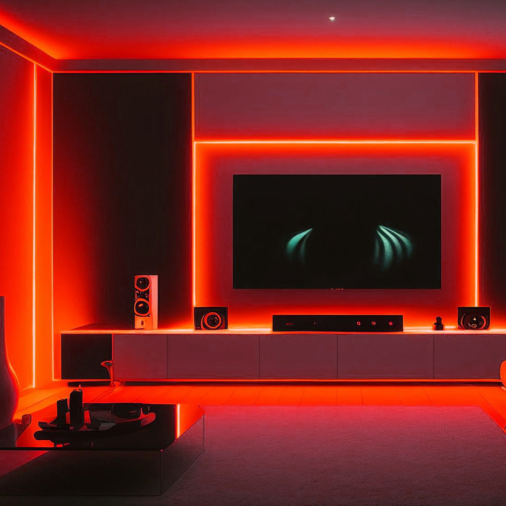5m LED COB Strip 480L/M 24V, Red with RF Dimmer and 25W Plug & Play Power Supply