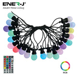 13 Meters RGB String Light Kit, 5V 5W (20 RGB Bulbs + IR Remote + UK Adapter)