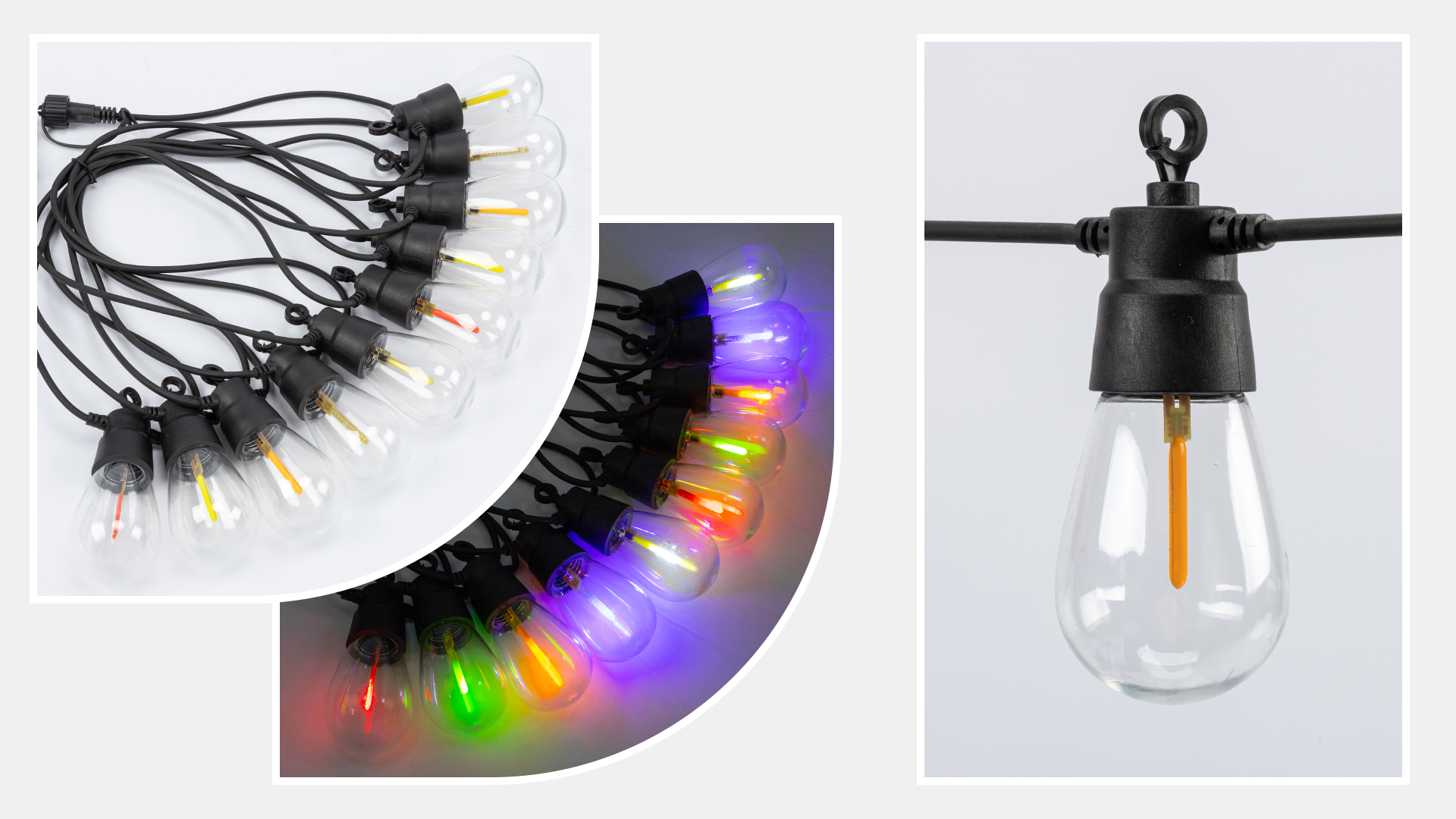 Solar RGB Meteor Show String Lights for festive season, 10 Meters 10 Lamps, IP44