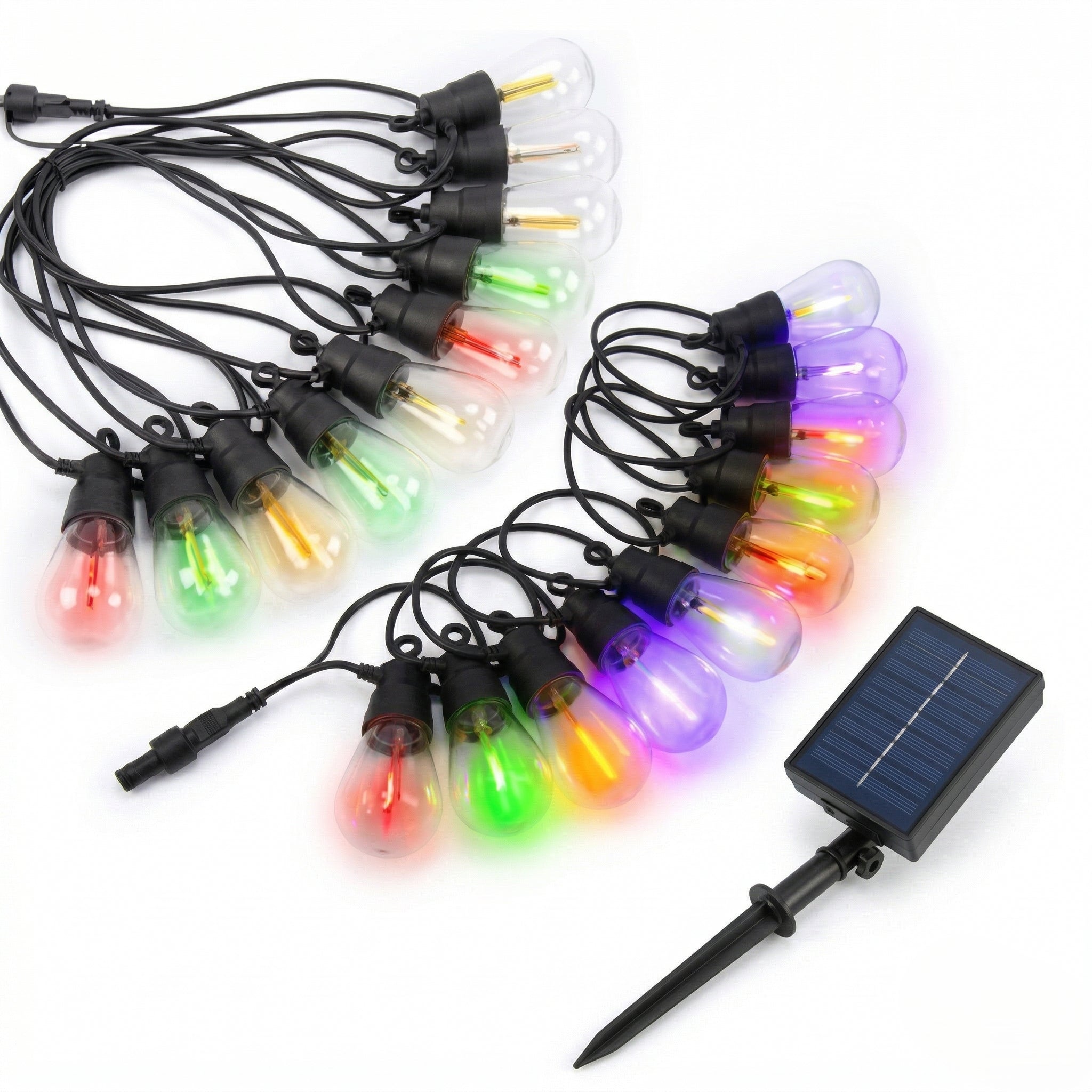 Solar RGB Meteor Show String Lights for festive season, 10 Meters 10 Lamps, IP44