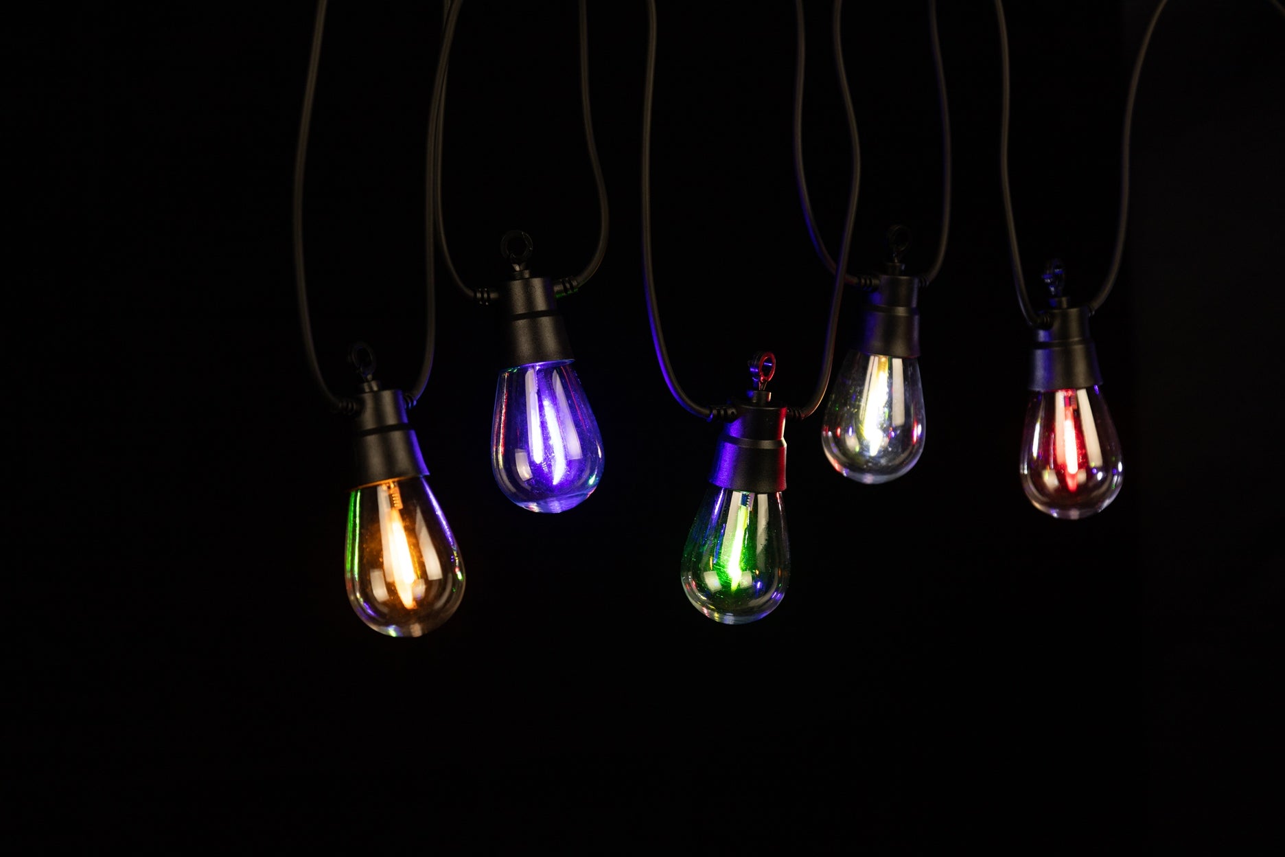 Solar RGB Meteor Show String Lights for festive season, 10 Meters 10 Lamps, IP44