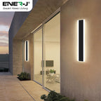 Ener-J 60cm Outdoor LED Modern Wall Light, 12W IP65 Waterproof Matte Black, 3000K Warm White