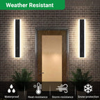 Ener-J 60cm Outdoor LED Modern Wall Light, 12W IP65 Waterproof Matte Black, 3000K Warm White