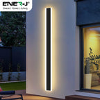 Ener-J 100cm Modern Outdoor LED Wall Light, 18W Waterproof IP65 Black, Warm White