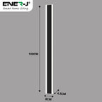 Ener-J 100cm Modern Outdoor LED Wall Light, 18W Waterproof IP65 Black, Warm White
